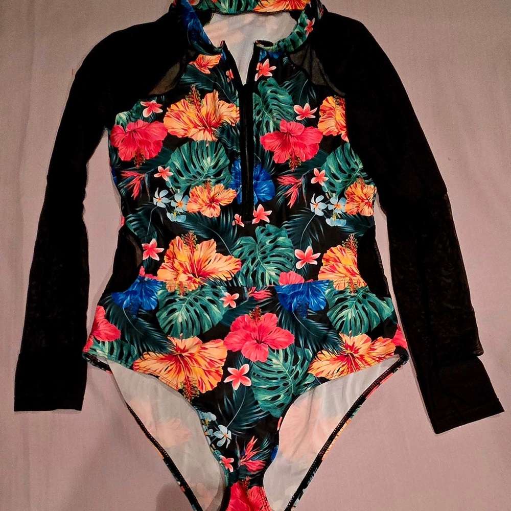 Floral Long Sleeve Swimsuit